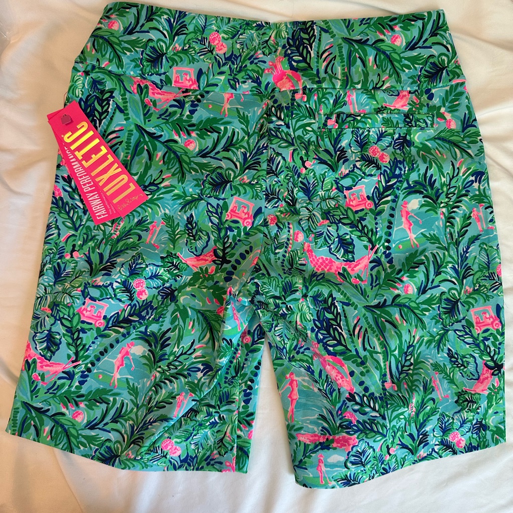 Women’s New Lilly Pulitzer Luxletic Golf Shorts, Turquoise, Pink, Green Shorts